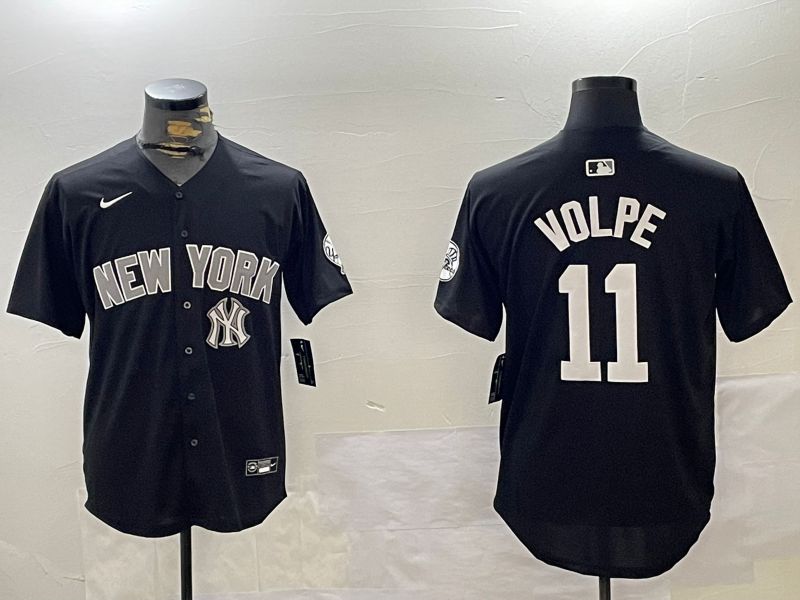 Men New York Yankees #11 Volpe Black Game 2024 Nike MLB Jersey style 12023->new york yankees->MLB Jersey